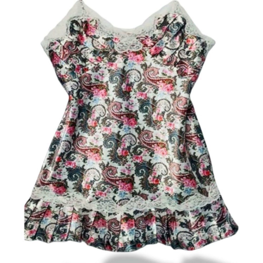 Vintage 90s Victoria Secret Gold Label Paisley Teddy Nightgown Size S